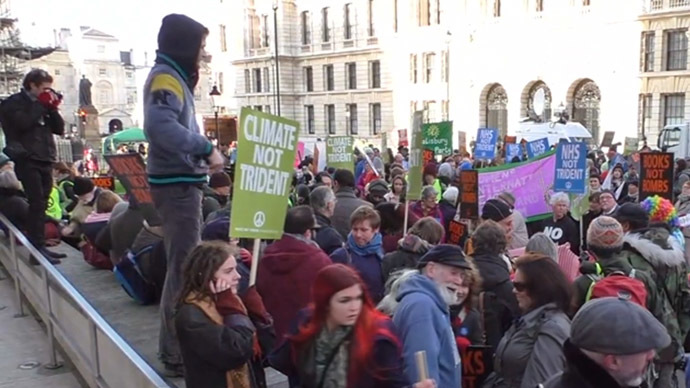 'Wrap up Trident!': Protest in London against £100bn nuke replacement plan