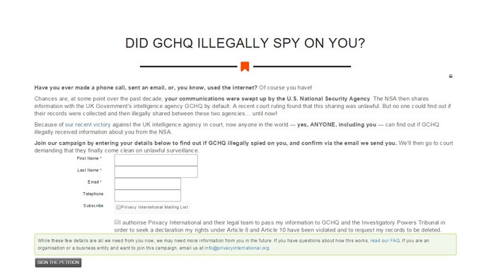 ​#DidGCHQSpyOnYou? Privacy rights group to ask on your behalf