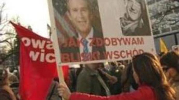 Protesters demonstrate against plans for U.S. missile bases in Poland