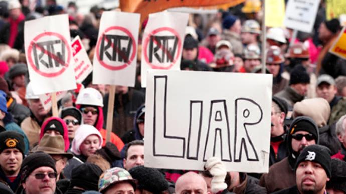 Anti-union law ignites mass protests in Michigan (PHOTOS)