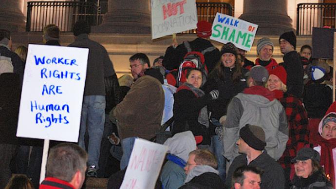 Union protests spread across the US