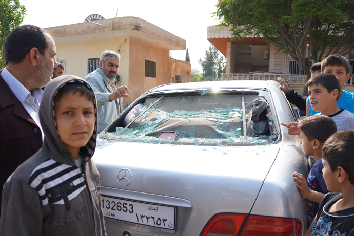 Car glass blown out by the blast wave. (Photo by Nadezhda Kevorkova)