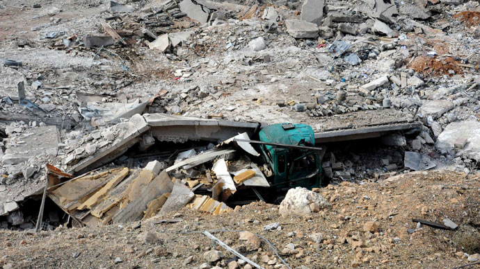 The damage caused by an Israeli strike according to SANA. Israel carried out a pre-dawn air strike near Damascus on May 5, targeting Iranian missiles destined for Lebanon's Hezbollah in the second such raid on Syria in three days, a senior Israeli source said.(AFP Photo / SANA)