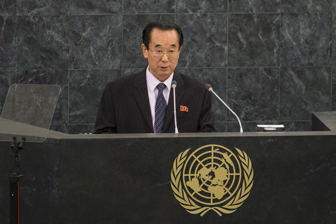 Pak Kil Yon, Vice Minister for Foreign Affairs for North Korea, speaks at the 68th United Nations General Assembly on October 1, 2013 in New York City (Andrew Burton / Getty Images / AFP)