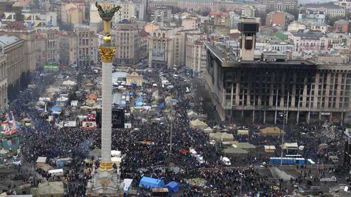 A general view taken on February 23, 2014 shows Kiev's Independence Square. (AFP Photo / DAaniel Slim)