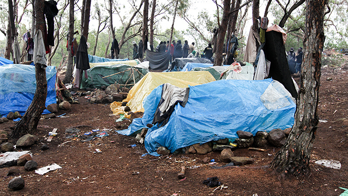 Migrantsâ tents on mount Gurugu. Photo by @TomasoClavarino