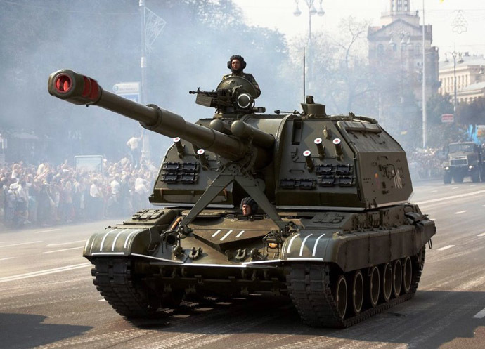 NATOâs Russian Invasion artillery, at a Kiev military parade 6 years ago - Ukrainian 2S19 Msta-S self-propelled howitzer during the Independence Day parade (Photo from Wikipedia.org)