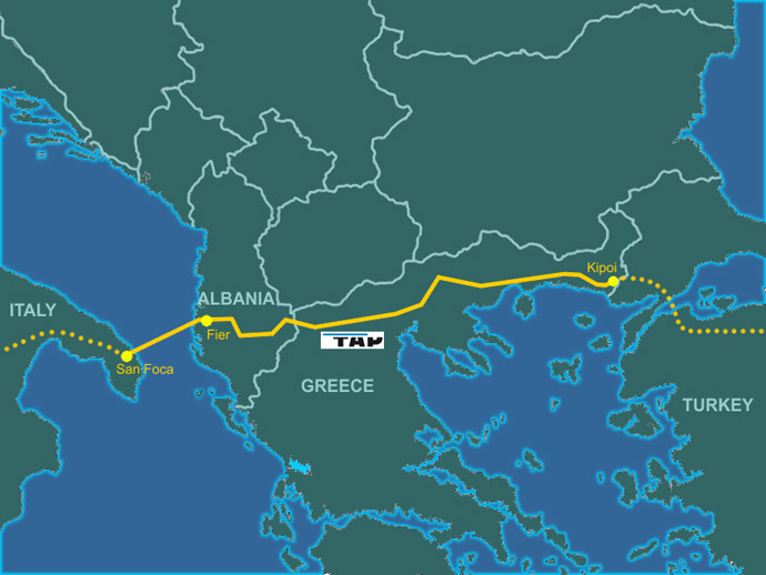 Trans Adriatic Pipeline (Image from wikipedia.org by Genti77)
