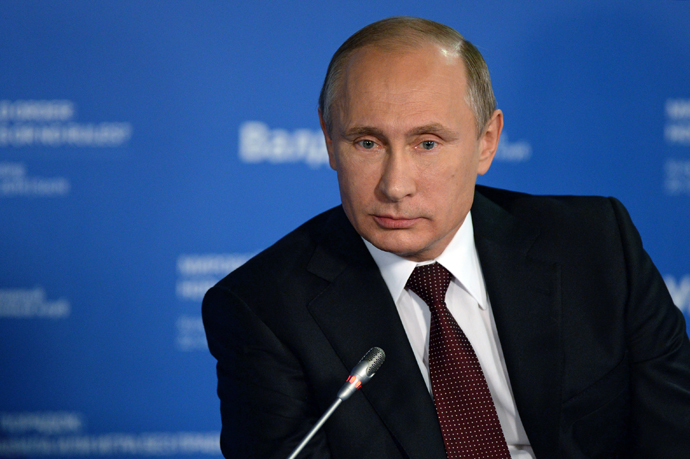 Russian President Vladimir Putin during the final plenary meeting of the 11th session of the Valdai International Discussion Club in Sochi. (RIA Novosti / Mikhail Voskresenskiy)