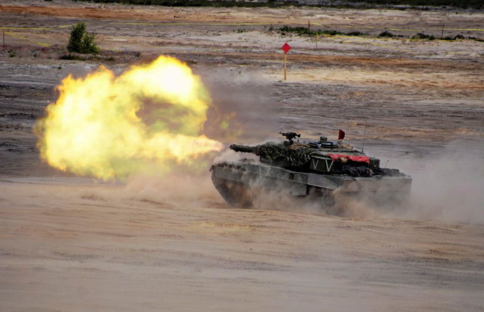 Units from NATO allied countries take part in the NATO Noble Jump 2015 exercises, part of testing and refinement of the Very High Readiness Joint Task Force (VJTF) in Swietoszow, Poland June 18, 2015. (Reuters / Anna Krasko / Agencja Gazeta)