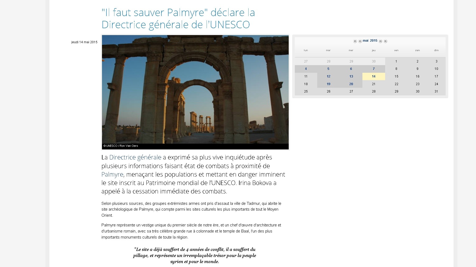 Palmyre : chronique d'une chute annoncée
