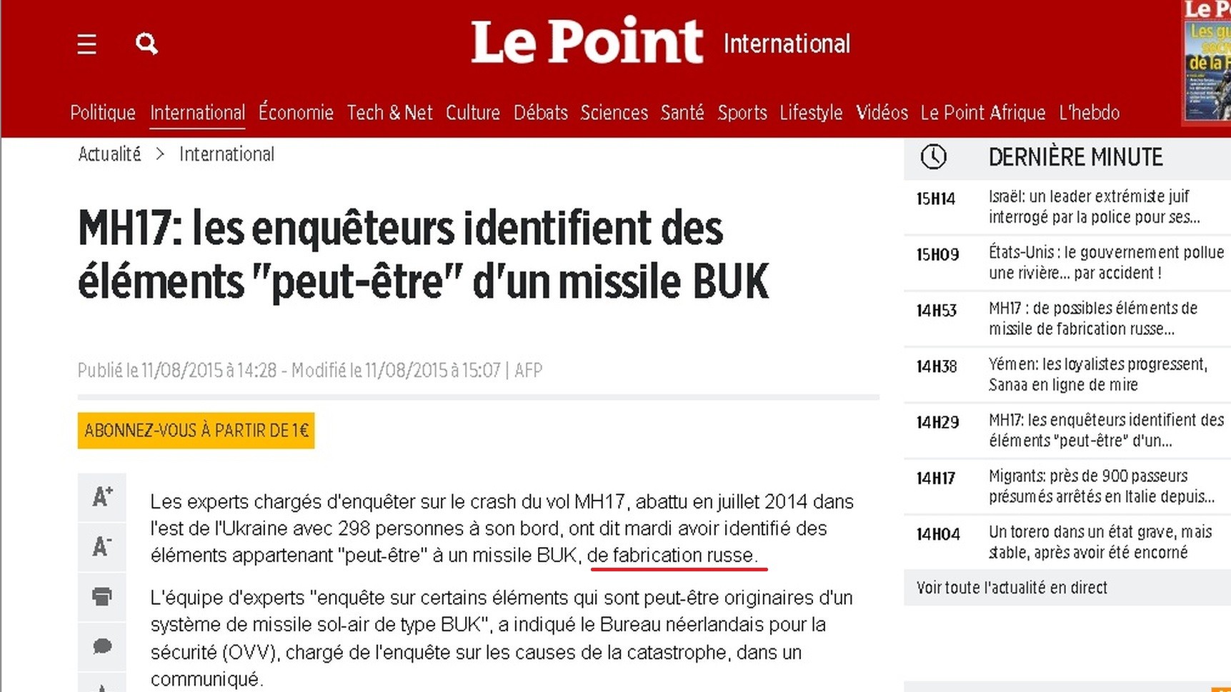 MH17 : pour les enquêteurs, aucune preuve que les fragments de missiles proviennent d’un Bouk russe