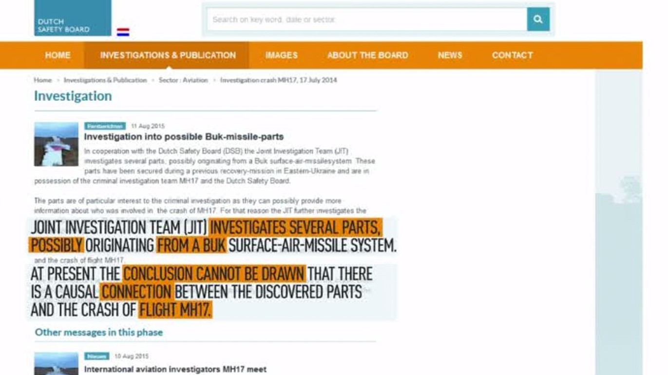 MH17 : pour les enquêteurs, aucune preuve que les fragments de missiles proviennent d’un Bouk russe
