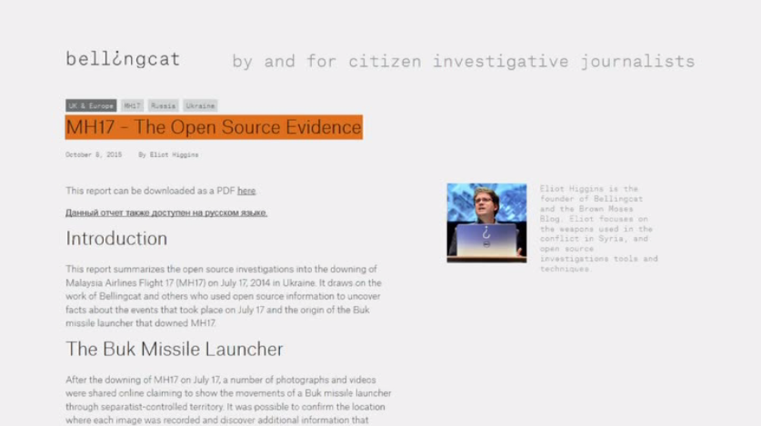 En s’appuyant sur les «preuves» d’Internet, le site Bellingcat publie sa propre enquête sur le MH17