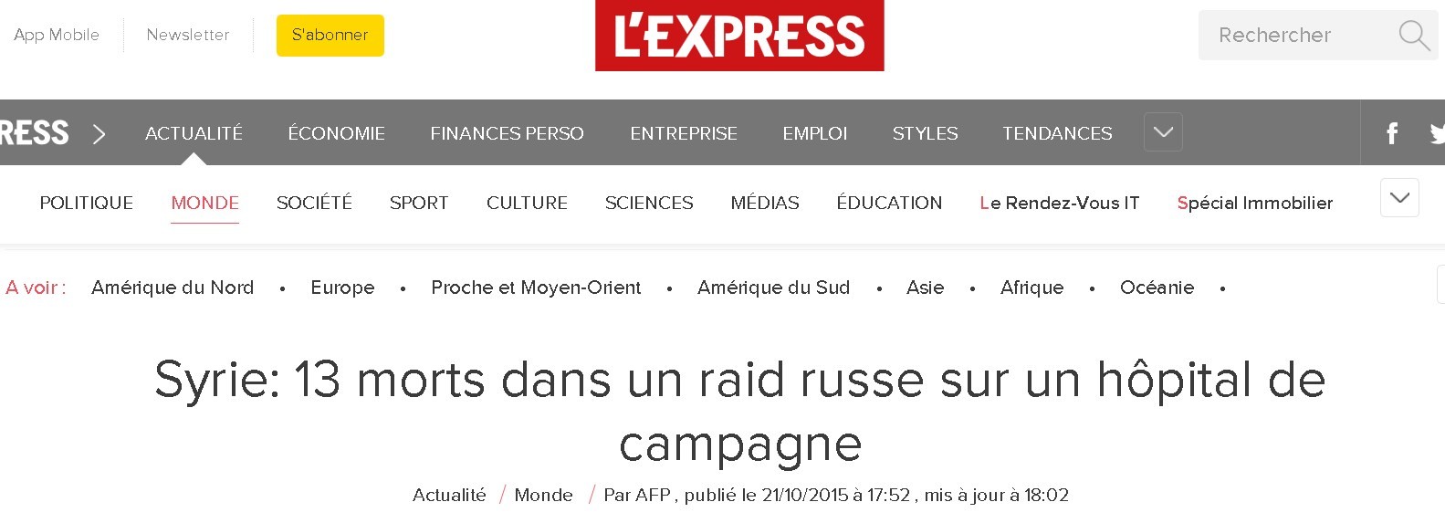 Un hôpital syrien touché par des bombes russes ? Les médias occidentaux créent leur propre réalité