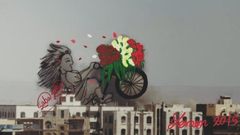 Des dessins sur des images de guerre, une Yéménite attire l’attention sur la crise humanitaire