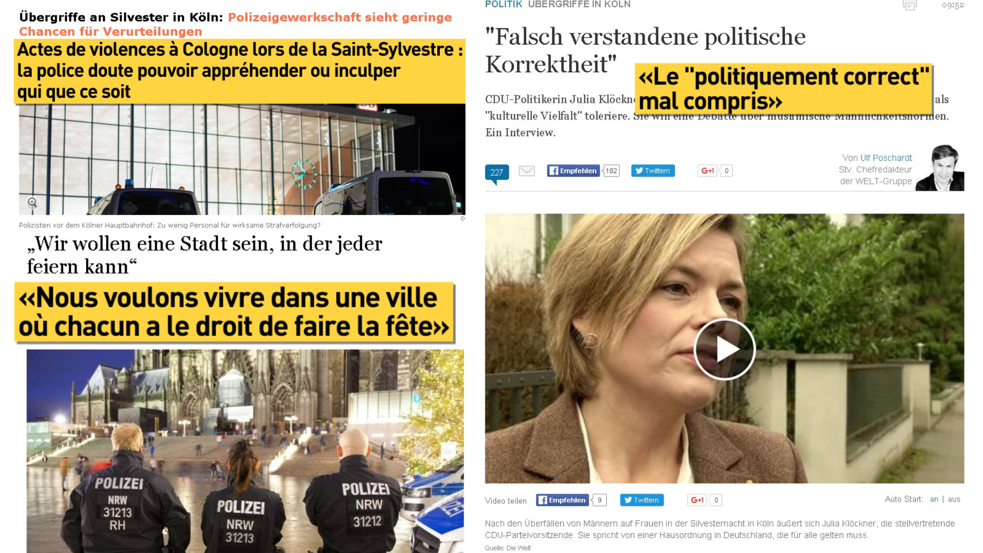 Agressions à Cologne : les médias allemands s’emparent de l’affaire
