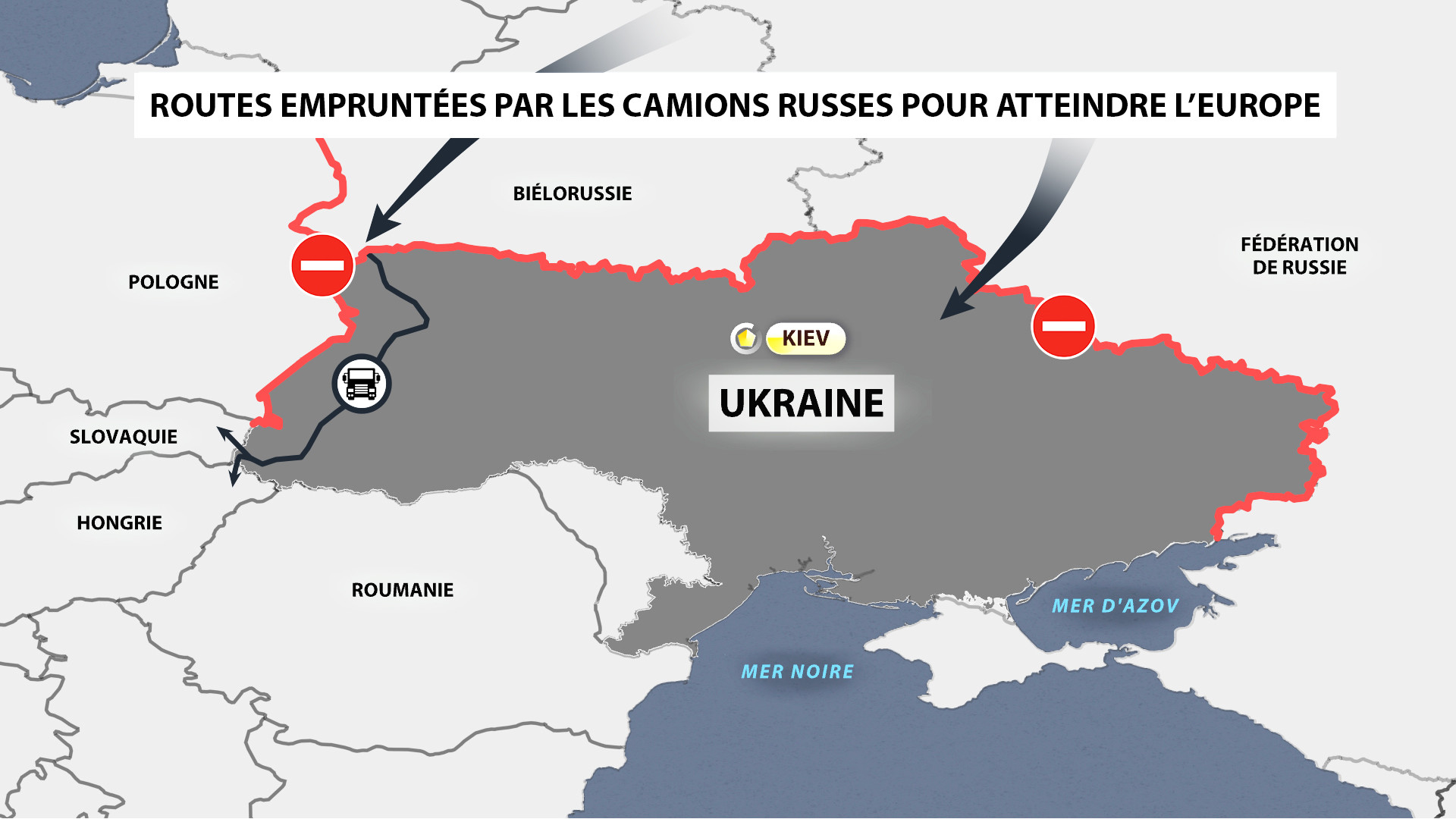 Poids lourds russes interdits de transit en Ukraine : une nouvelle dimension de la crise en images
