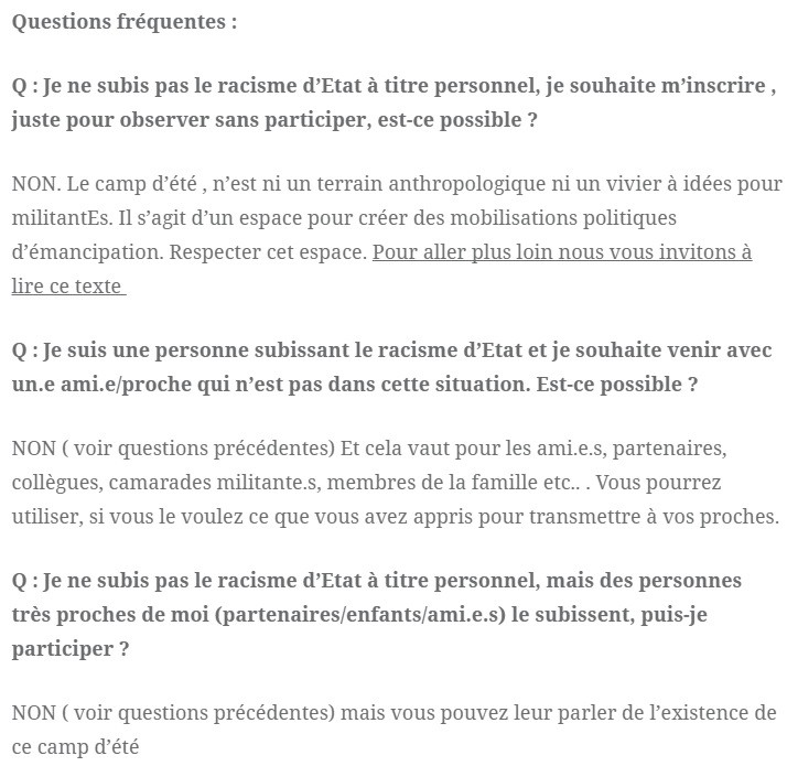 Un camp d'été «décolonial» accusé d’interdire l’accès aux blancs de peau