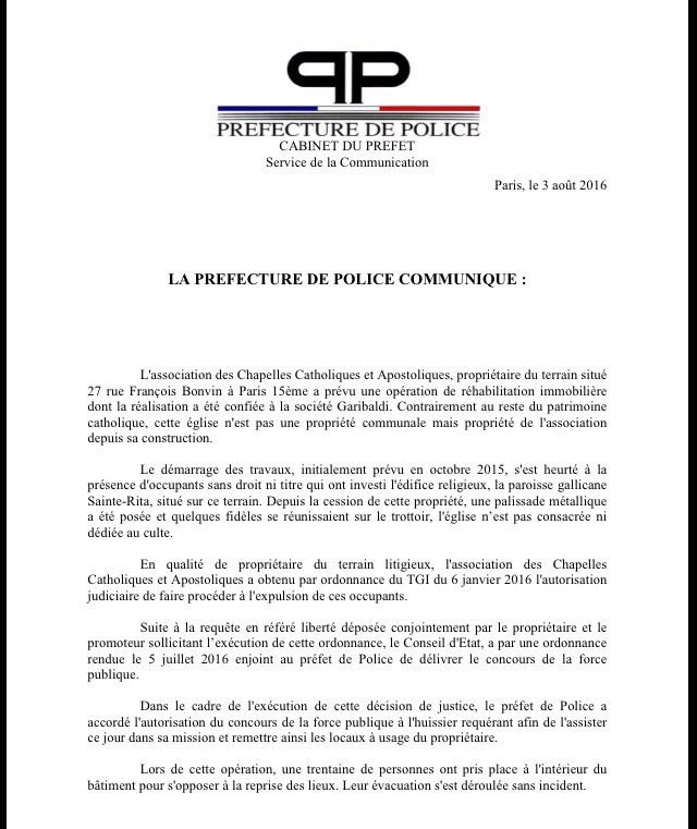 Appel au pape après l'évacuation forcée de l'église Sainte-Rita par la police (PHOTOS, VIDEO)