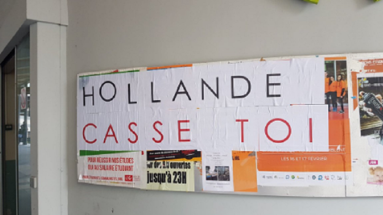 Manifestation contre la venue de François Hollande à l'université de Jussieu à Paris (IMAGES)