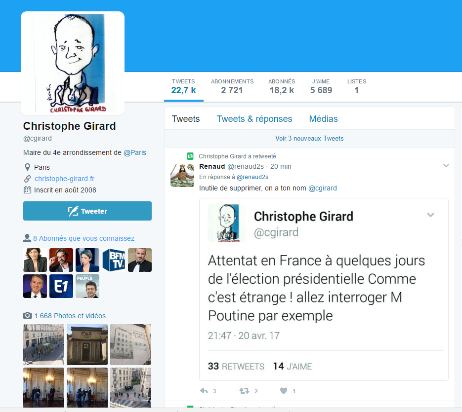 Un élu PS accusé d'avoir associé la fusillade des Champs-Elysées... au Kremlin