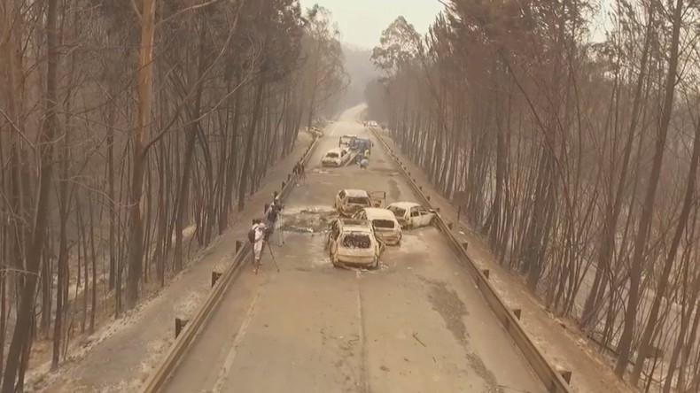 L’enfer sur terre : images aériennes des conséquences du feu de forêt meurtrier au Portugal (VIDEO)