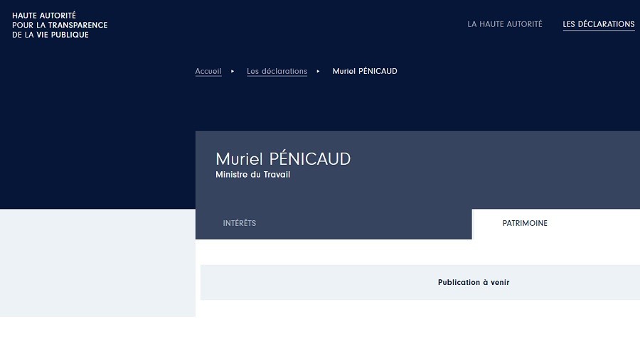 La déclaration de patrimoine de Pénicaud n'a pas été publiée, contrairement à ce qu'affirme Castaner