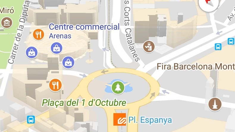 La place d'Espagne à Barcelone devient la «place du 1er octobre»... sur Google Maps