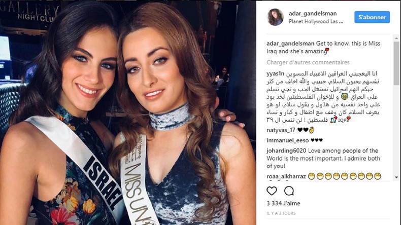 Miss Irak et Miss Israël font un selfie pour célébrer la paix