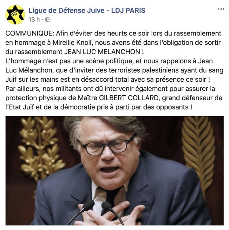 Marche blanche pour Mireille Knoll: la Ligue de défense juive a «sorti» Mélenchon et protégé Collard