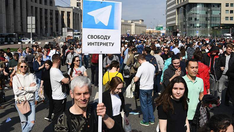 Manifestation à Moscou contre le blocage de la messagerie Telegram (IMAGES)