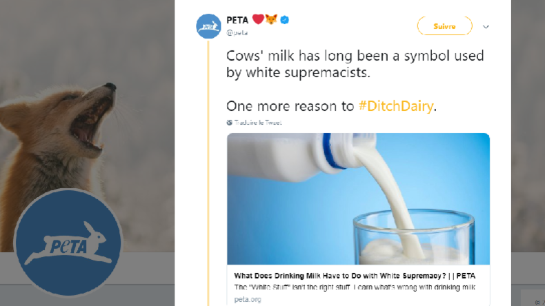 Le groupe de défense animale Peta appelle à ne plus boire de lait, symbole du «suprémacisme blanc»