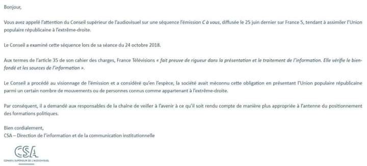 L'UPR, parti d'extrême droite : qu'en pense le CSA ?