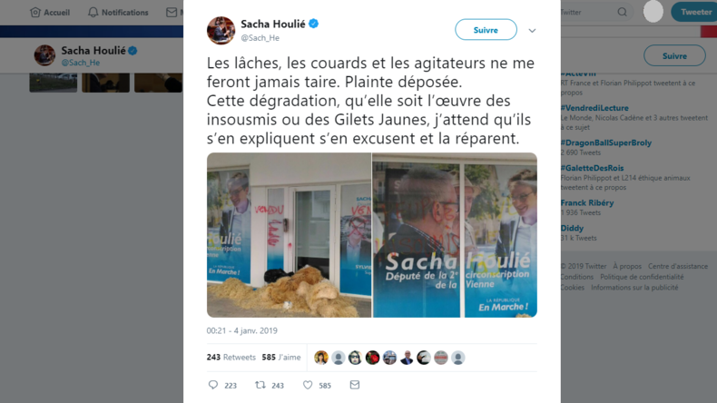 «Vendu» : les permanences de deux députés LREM vandalisées