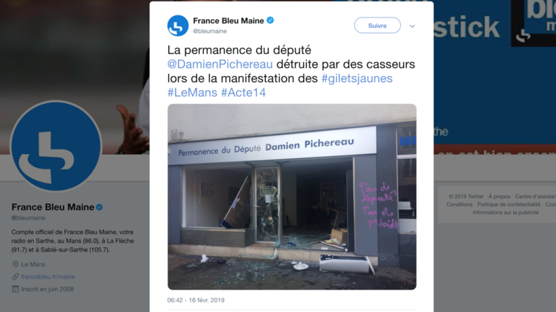La permanence d'un député LREM saccagée par des casseurs au Mans lors de l'acte 14 (PHOTOS)