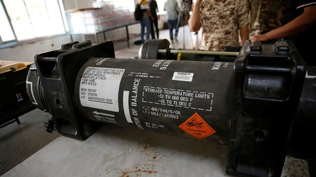 Des missiles antichars Javelin de fabrication américaine confisqués par les forces loyalistes au GNA aux forces pro-Haftar à Gharian, 29 juin 2019.