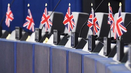 Des drapeaux du Royaume-Uni au Parlement européen à Strasbourg (image d'illustration).