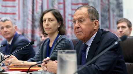 Le ministre russe des Affaires étrangères Sergueï Lavrov lors d'une réunion ministérielle des Cinq et de l'Iran sur le JCPOA dans le cadre de la 74e session de l'Assemblée générale des Nations unies (ONU) à New York, le 25 septembre 2019 (illustration).