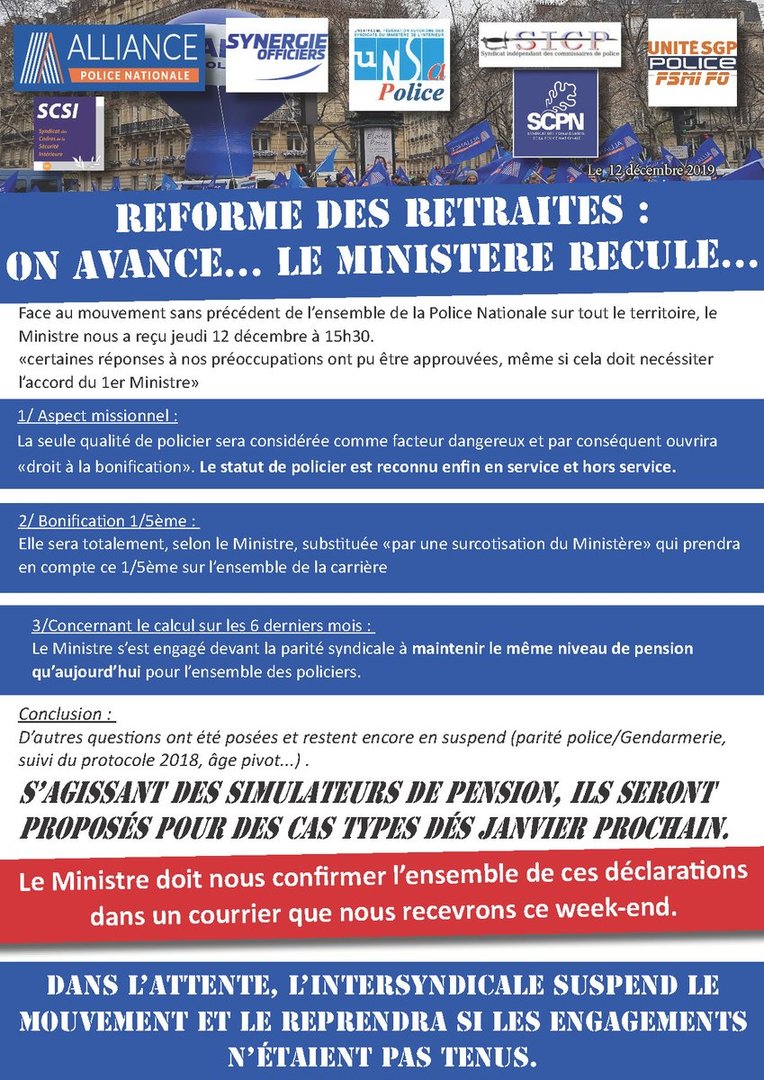 Retraites : les syndicats de police sifflent la fin de partie... Les «policiers en colère» déçus