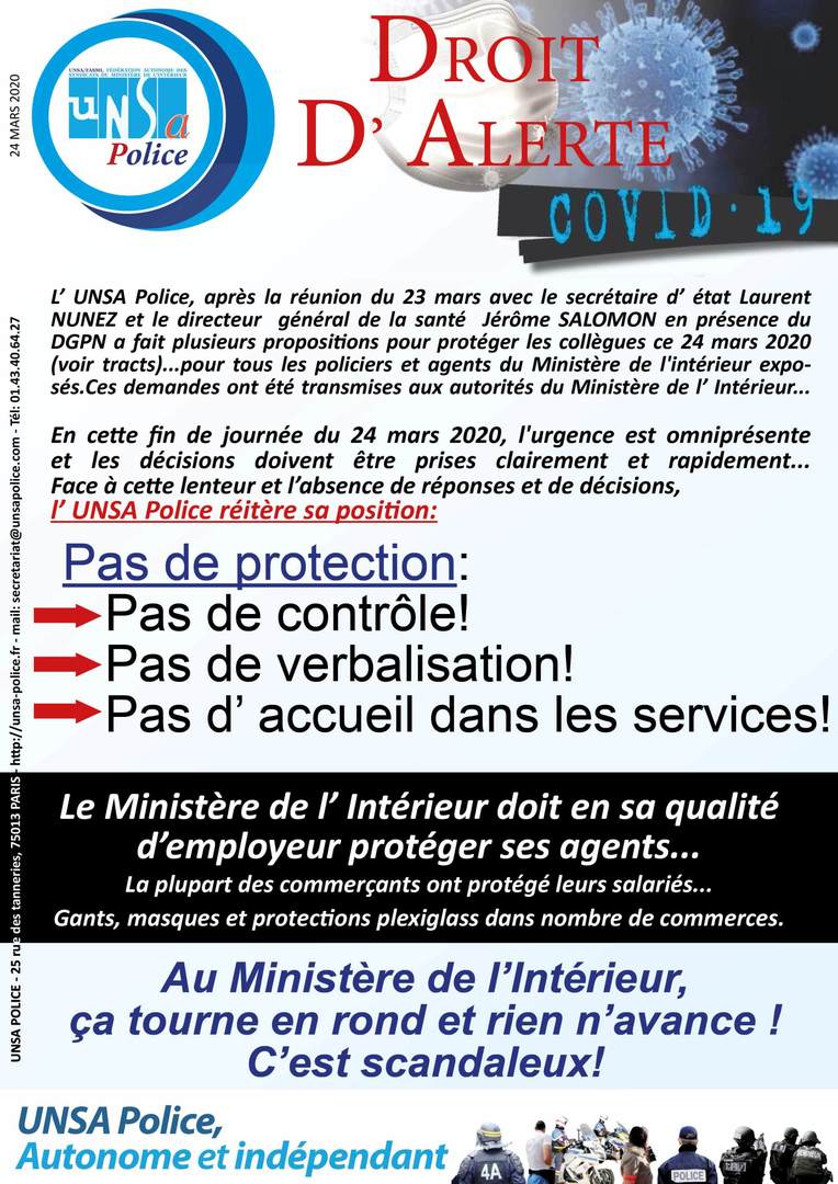 «Pas de protection : pas de contrôle, pas de verbalisation», Unsa-Police sort le grand jeu