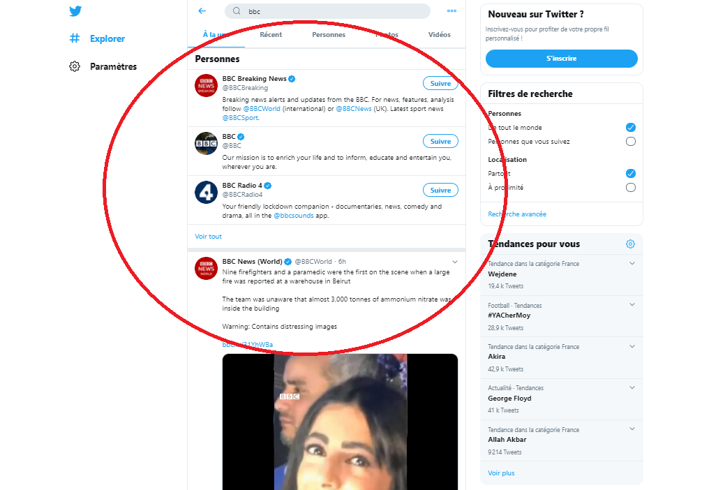 RT France disparaît mystérieusement de la barre de recherche de Twitter