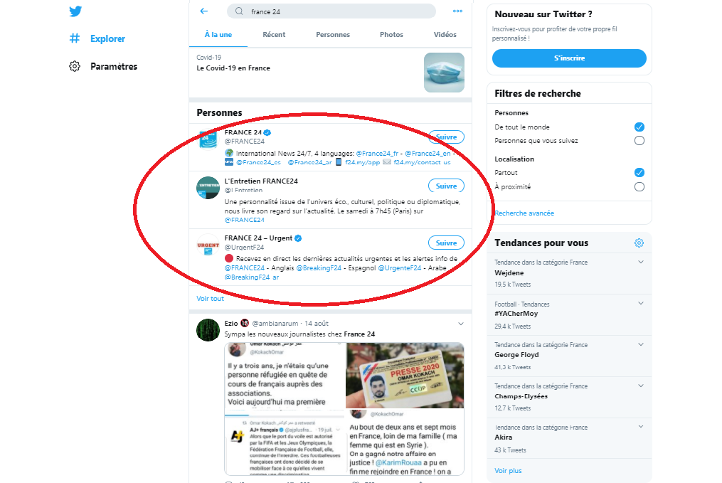 RT France disparaît mystérieusement de la barre de recherche de Twitter