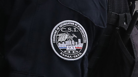 Ecusson de la CSI de Seine-Saint-Denis, avril 2020 à Saint-Ouen, (image d'illustration).