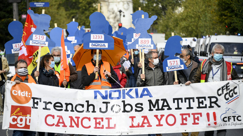 «French Jobs matter» : des salariés français de Nokia défilent contre les suppressions d’emplois