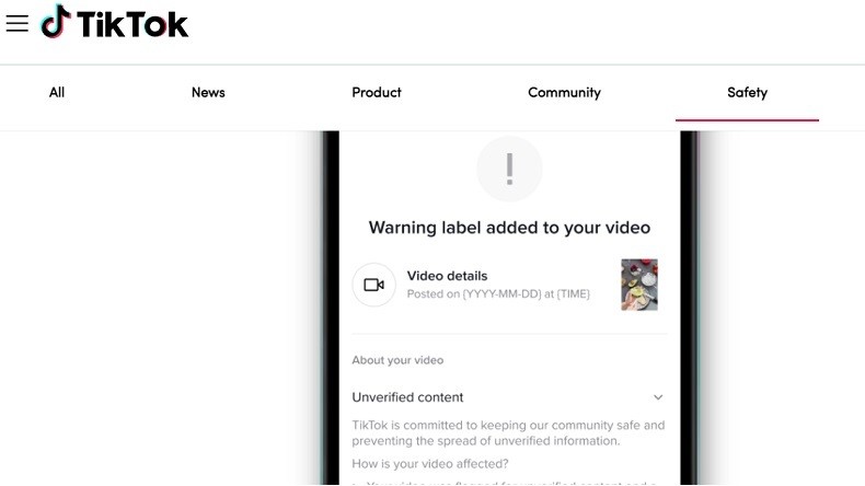 Comme Twitter, TikTok va mettre en place des messages d'avertissement contre la «désinformation»