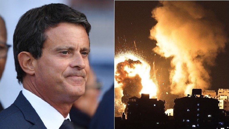 Manuel Valls affiche son soutien à Israël... avec une photo de bombardement israélien sur Gaza