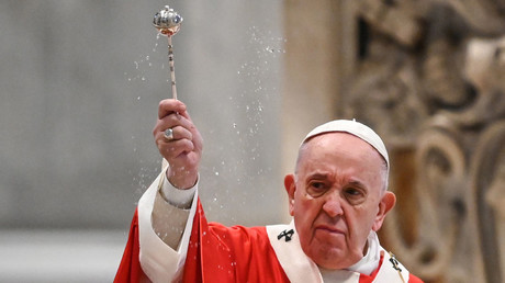Le pape François célébrant la messe des Rameaux le 5 avril 2020 au Vatican (image d'illustration).