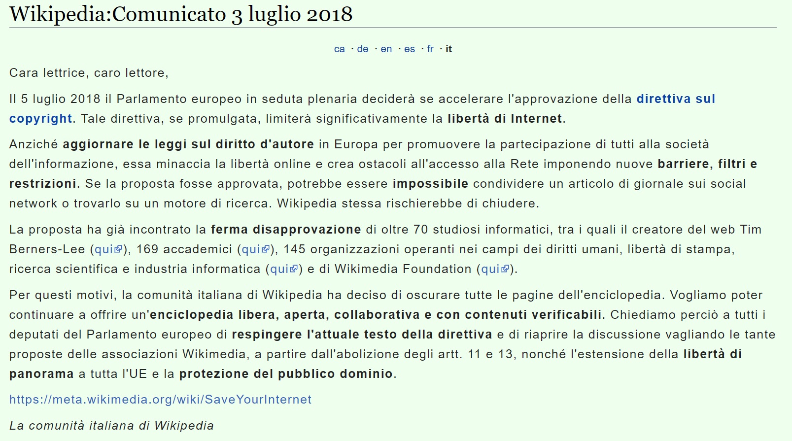 Итальянская Википедия перед голосованием