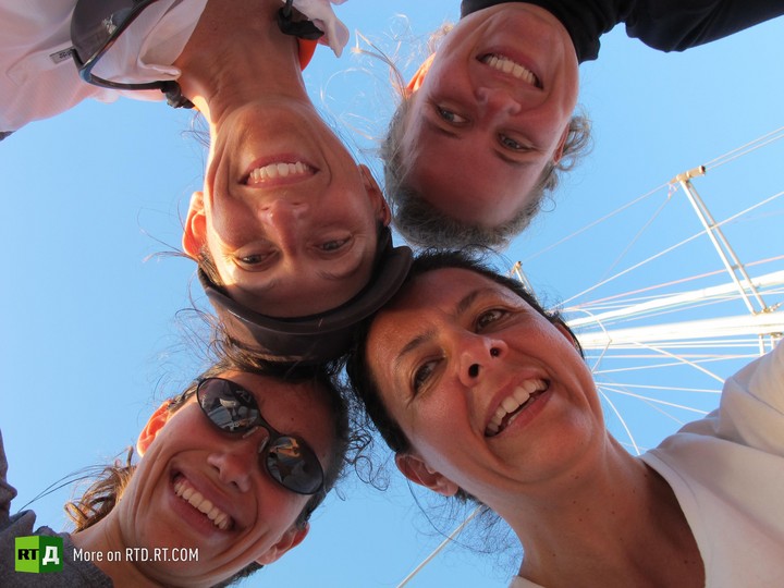 female crew research microbead pollution in sea
